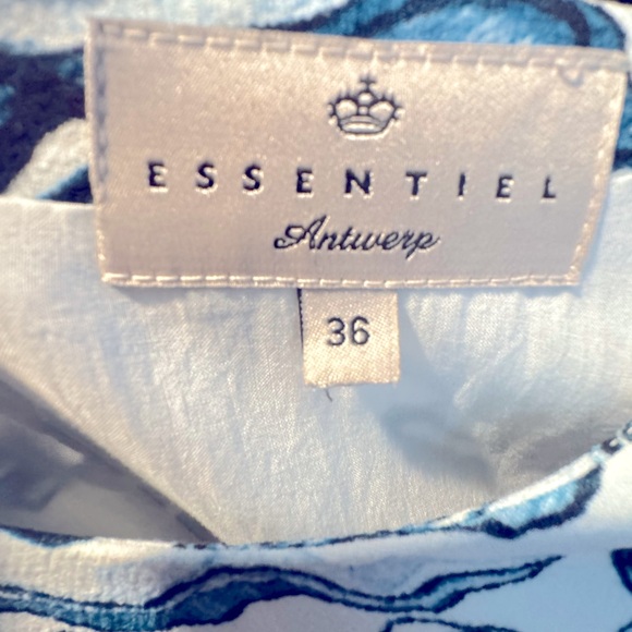 NWOT Essential Antwerp blue and white swirl dress with side ruffle size 36 - Picture 2 of 4